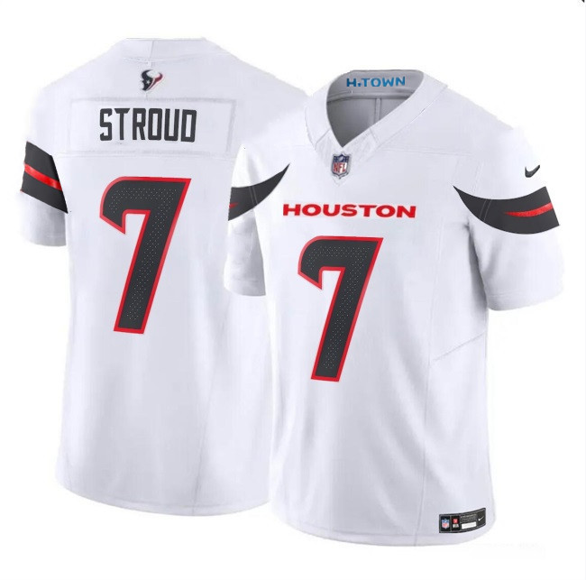 Men's Houston Texans Active Player Custom White 2024 Vapor F.U.S.E. Limited Football Stitched Jersey